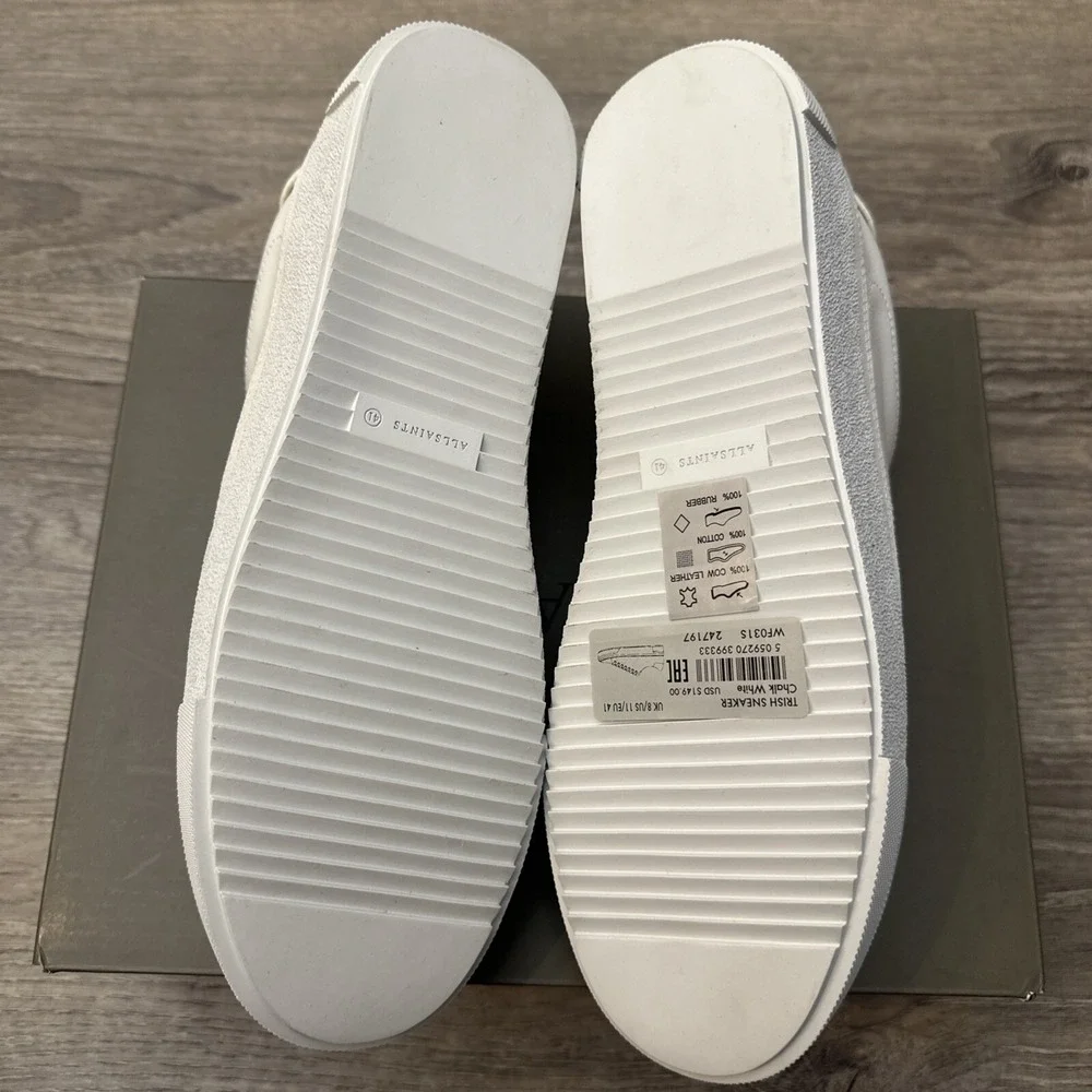 Allsaints Trish Calf Leather  Chunky Sneakers White Women's Us 10 EU 41